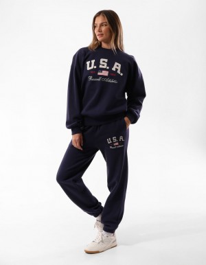 Russell Athletic 1902 Oversized Maglioni Girocollo Donna Blu | 8634QHNVS