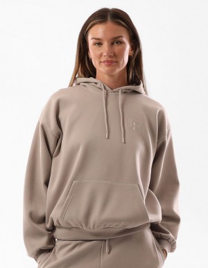 Russell Athletic Original Inlay Logo Felpa con Cappuccio Donna Marroni | 2136CFLET