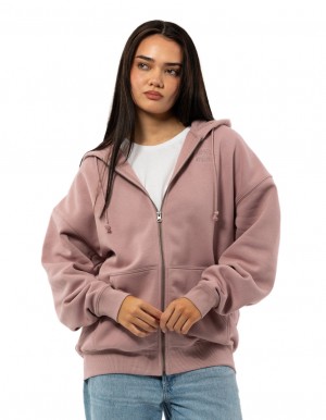 Russell Athletic Originals Embroidered Zip Through Felpa con Cappuccio Donna Rosa | 9526MCEUG