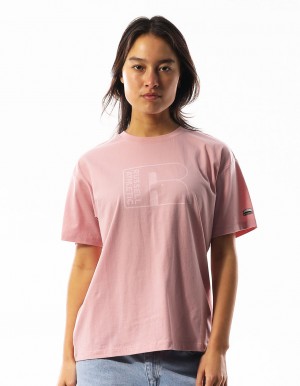 Russell Athletic Originals Inlay Logo Magliette Donna Rosa Rosa | 6045WMPNG