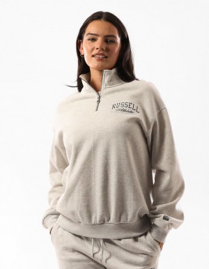 Russell Athletic Tribecca Oversized 1/4 Zip Maglioni Girocollo Donna Beige | 8905NSKCG