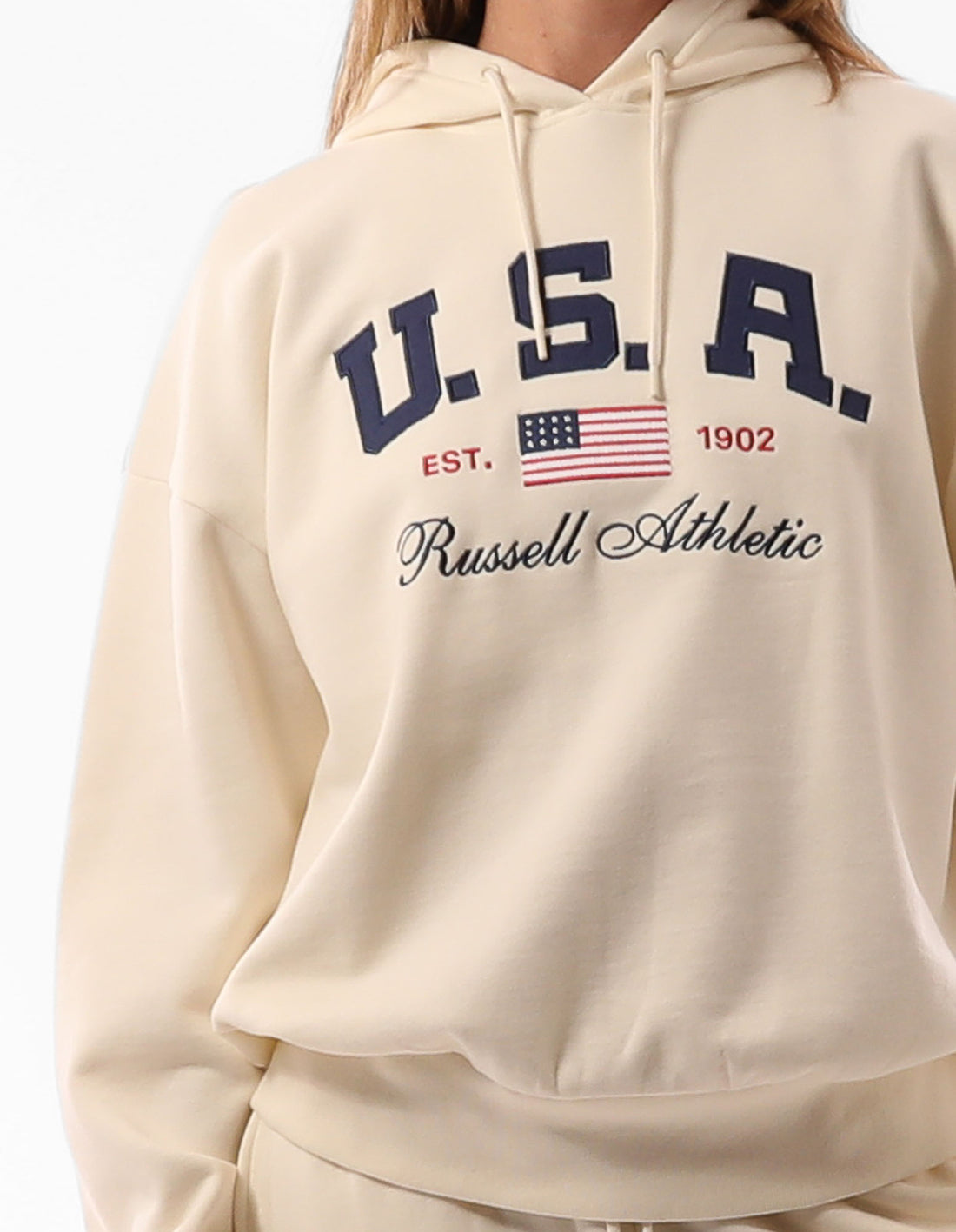 Russell Athletic 1902 Oversized Felpa con Cappuccio Donna Beige | 3829OBMVH