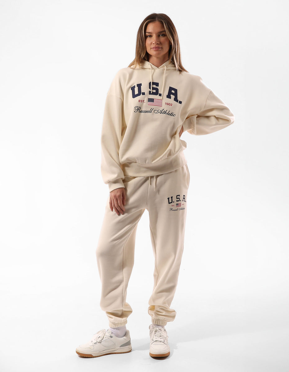 Russell Athletic 1902 Oversized Felpa con Cappuccio Donna Beige | 3829OBMVH