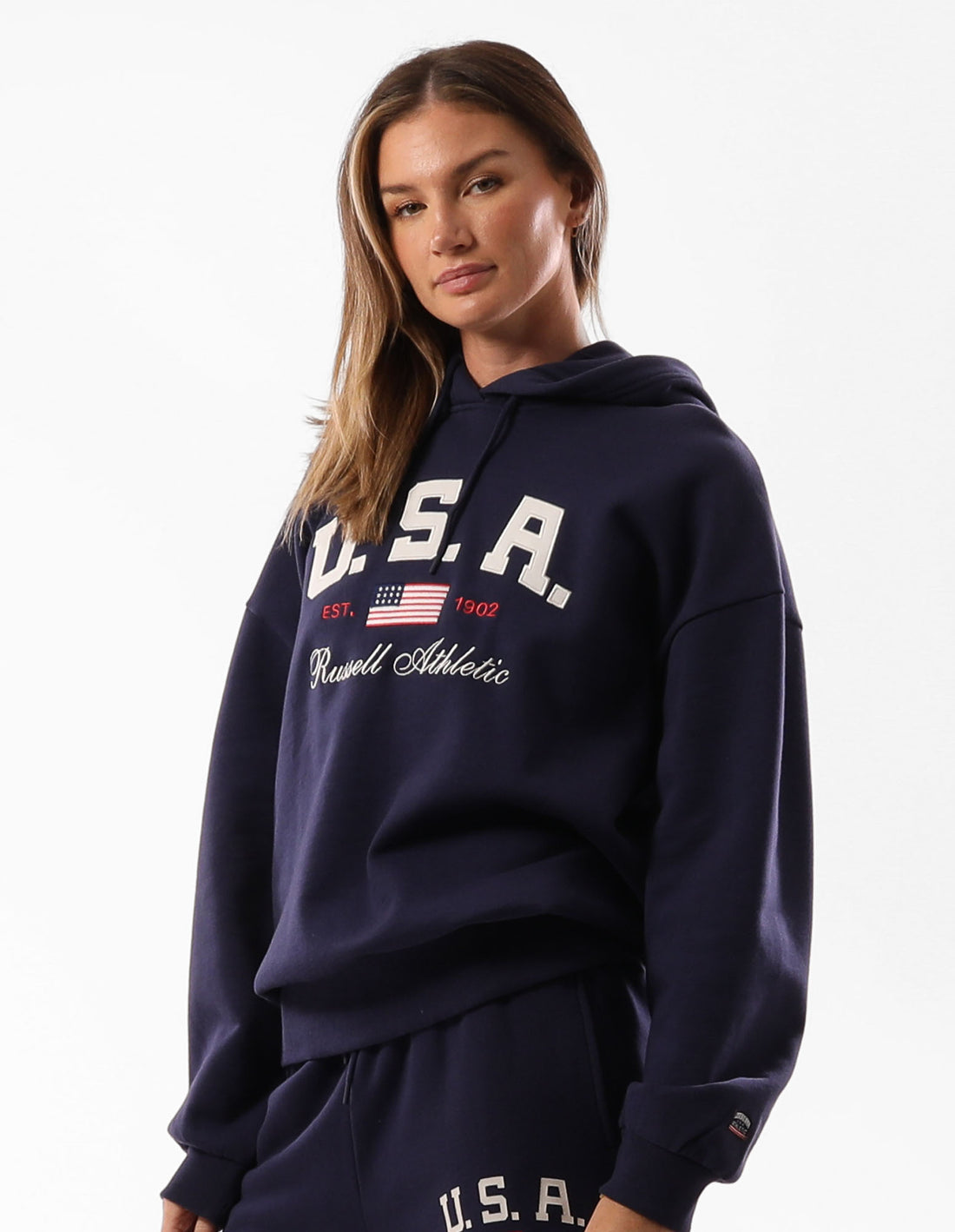 Russell Athletic 1902 Oversized Felpa con Cappuccio Donna Blu | 8435GHPOF