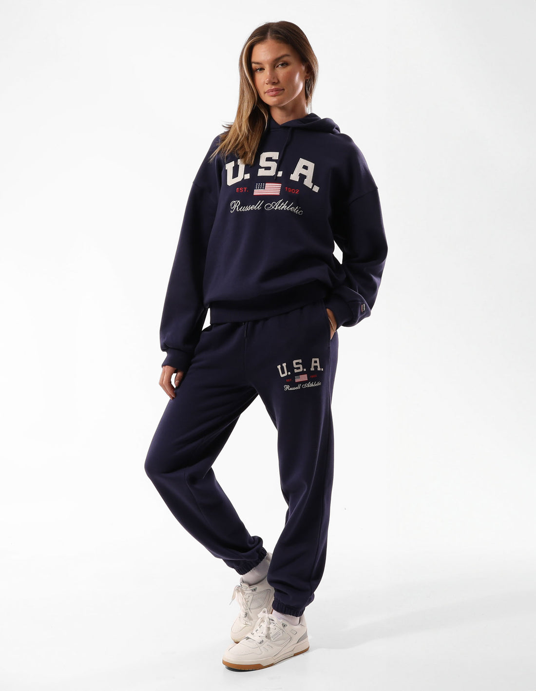 Russell Athletic 1902 Oversized Felpa con Cappuccio Donna Blu | 8435GHPOF