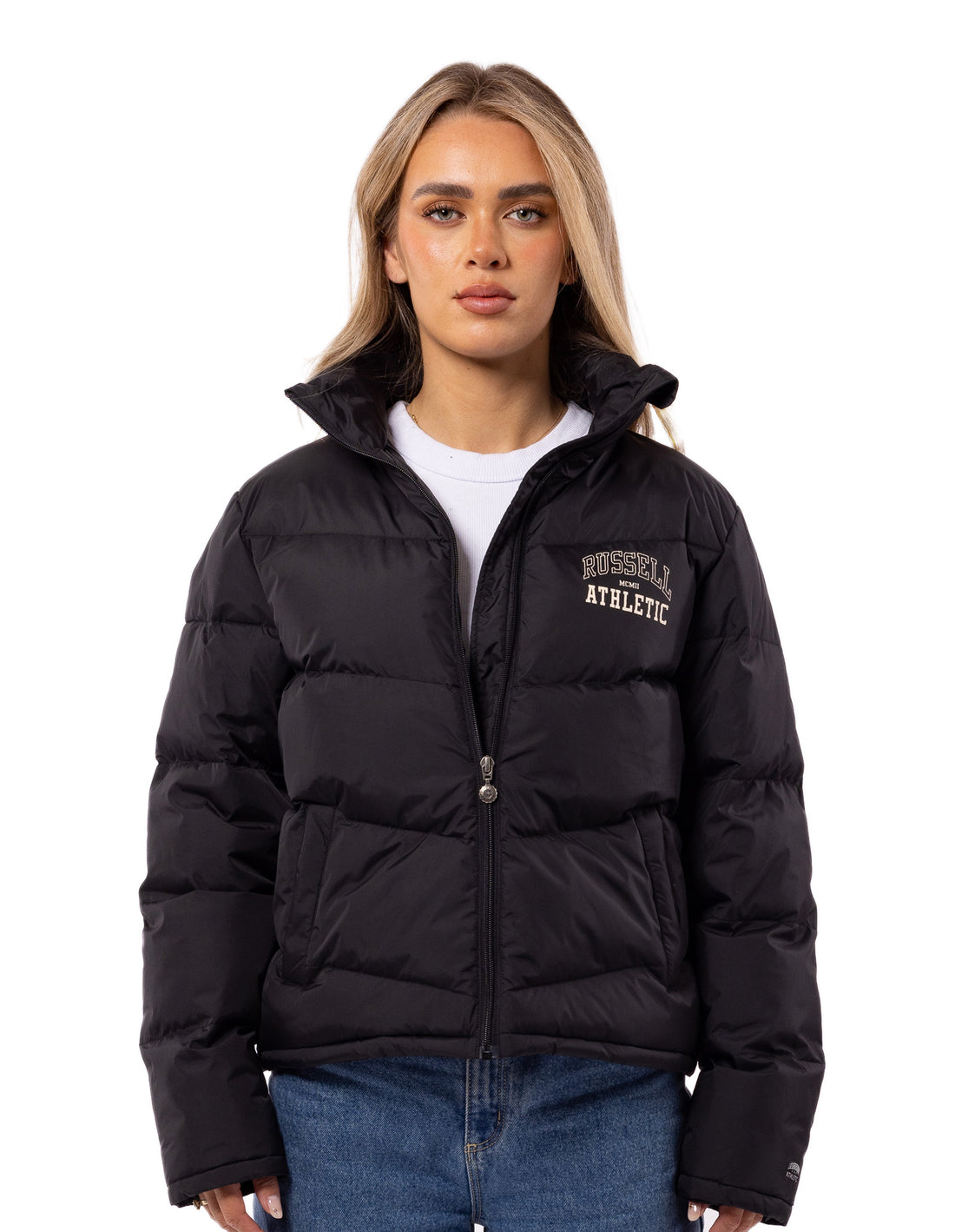 Russell Athletic Arch Logo Giacca Puffer Donna Nere | 0915JUTWB