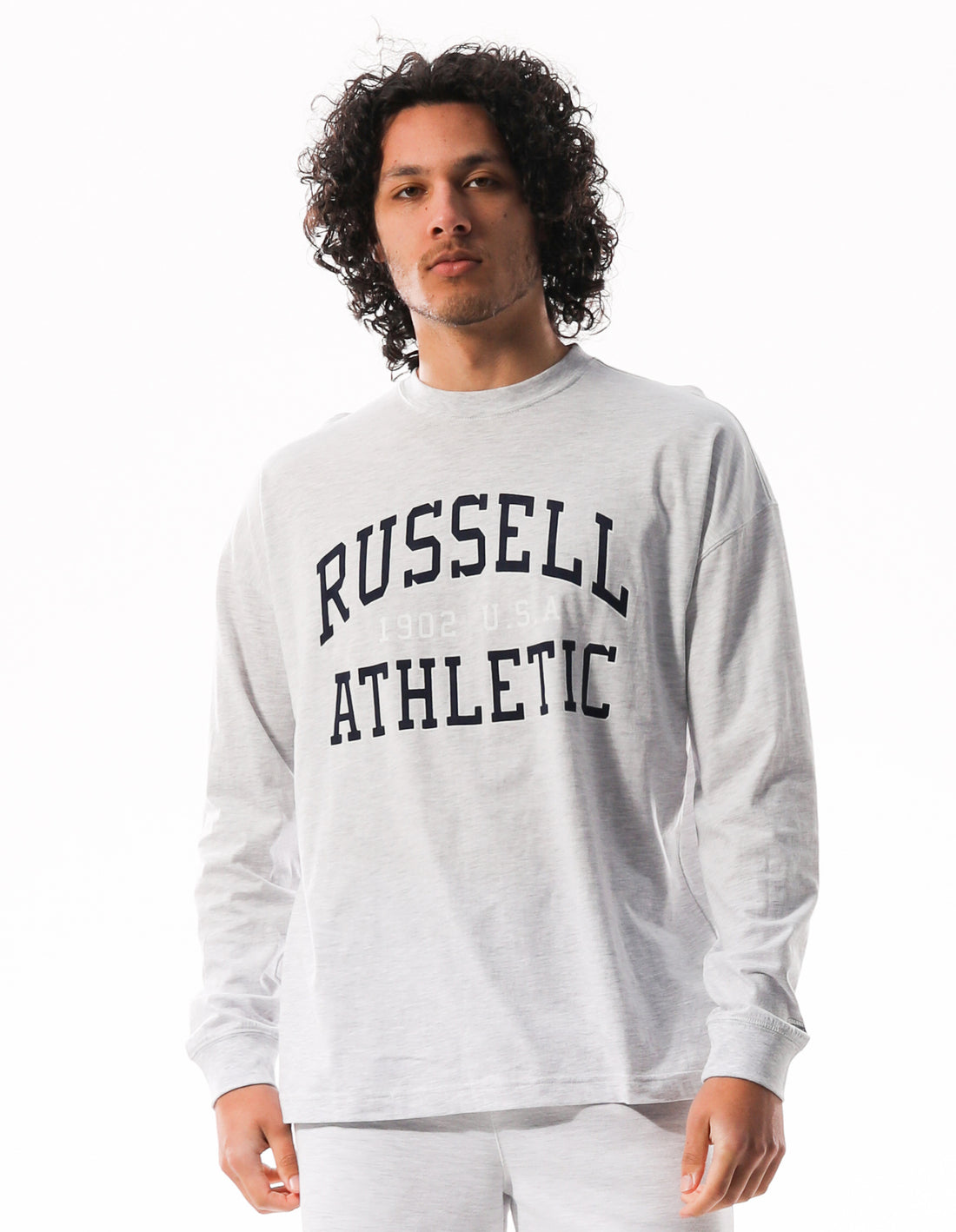 Russell Athletic Big Arch Outline Long Sleeve Magliette Uomo Grigie Chiaro | 0319MXLNB