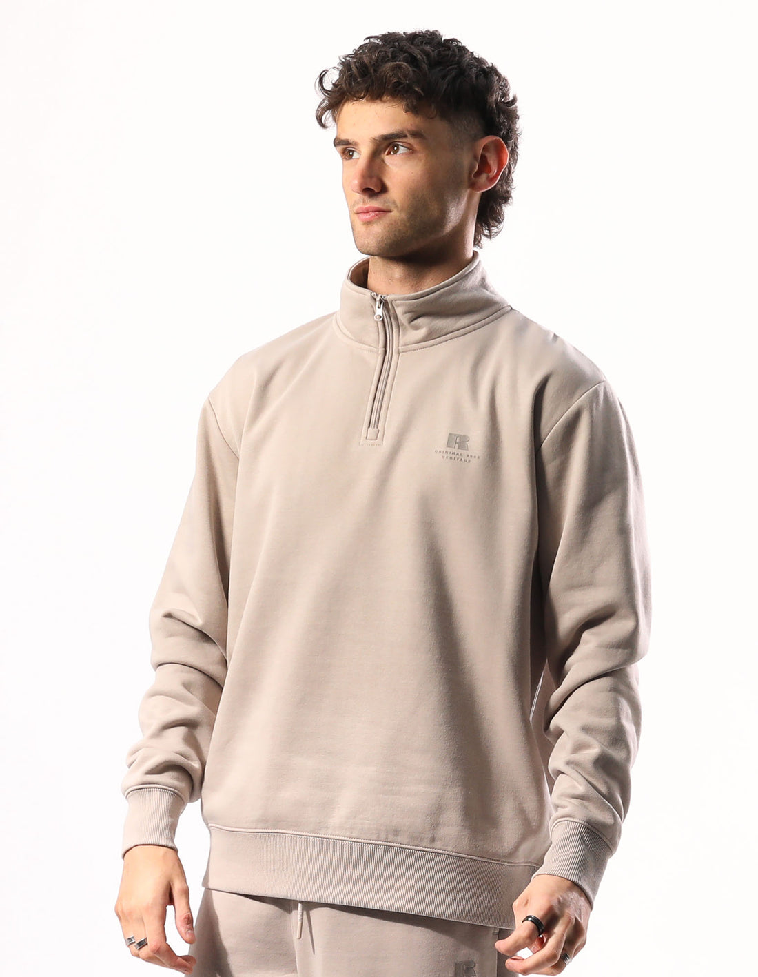 Russell Athletic Brooklyn Quarter Zip Top Uomo Beige | 8267TLYSU