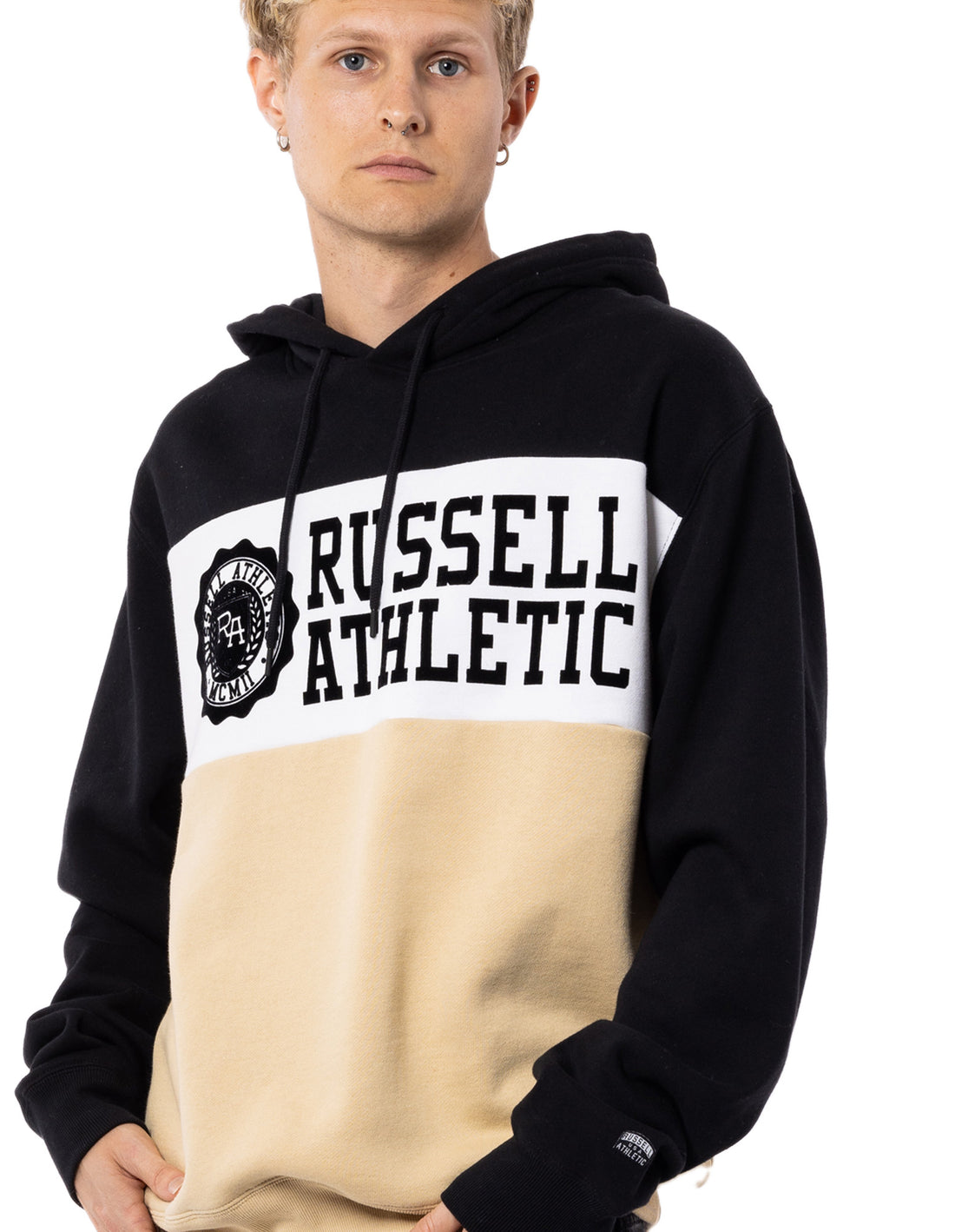 Russell Athletic Carter Felpa con Cappuccio Uomo Beige Nere | 6190AZHVY