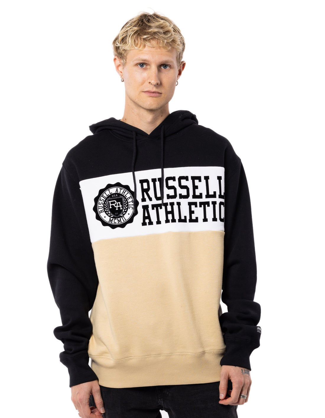 Russell Athletic Carter Felpa con Cappuccio Uomo Beige Nere | 6190AZHVY