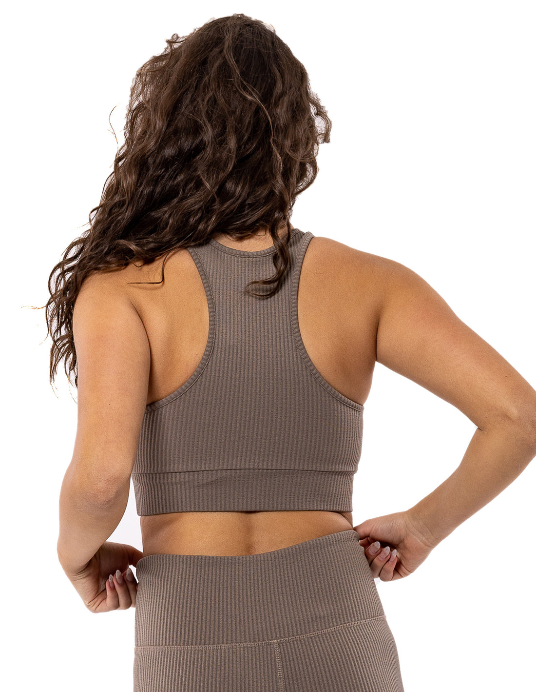 Russell Athletic Deja Vu Ribbed Crop Canotta Donna Beige | 7982LUMEF