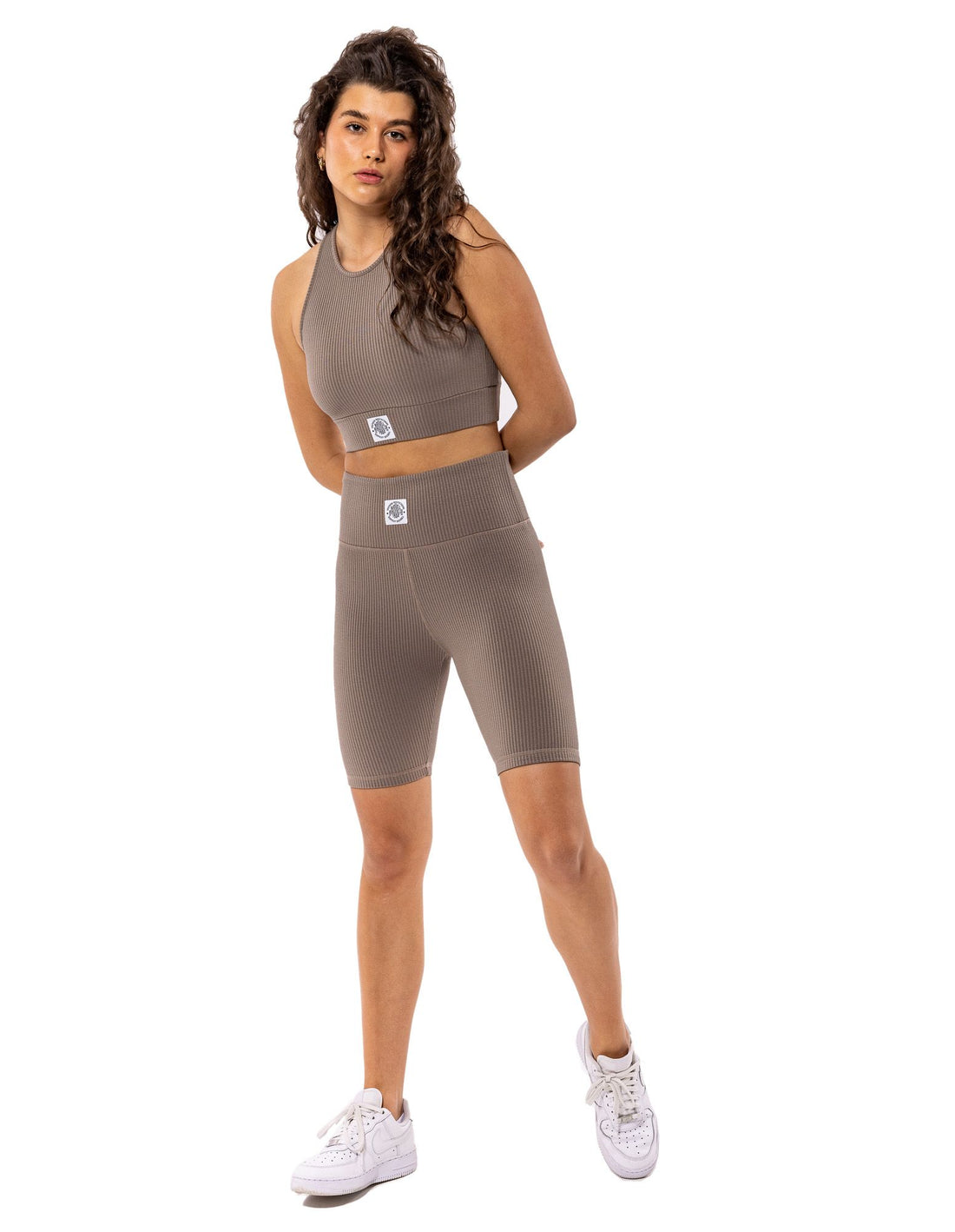 Russell Athletic Deja Vu Ribbed Crop Canotta Donna Beige | 7982LUMEF