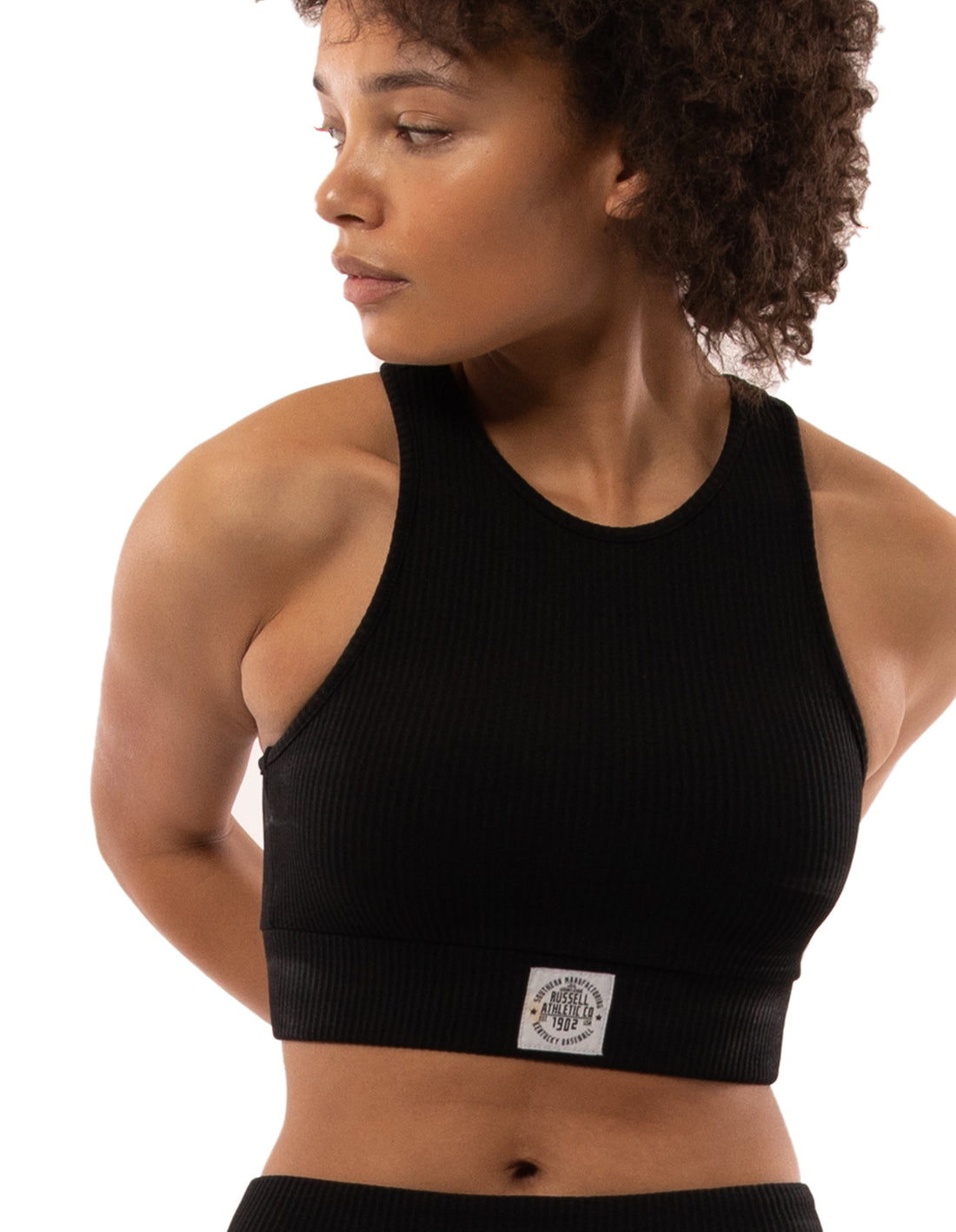 Russell Athletic Deja Vu Ribbed Crop Canotta Donna Nere | 4683HNBPO