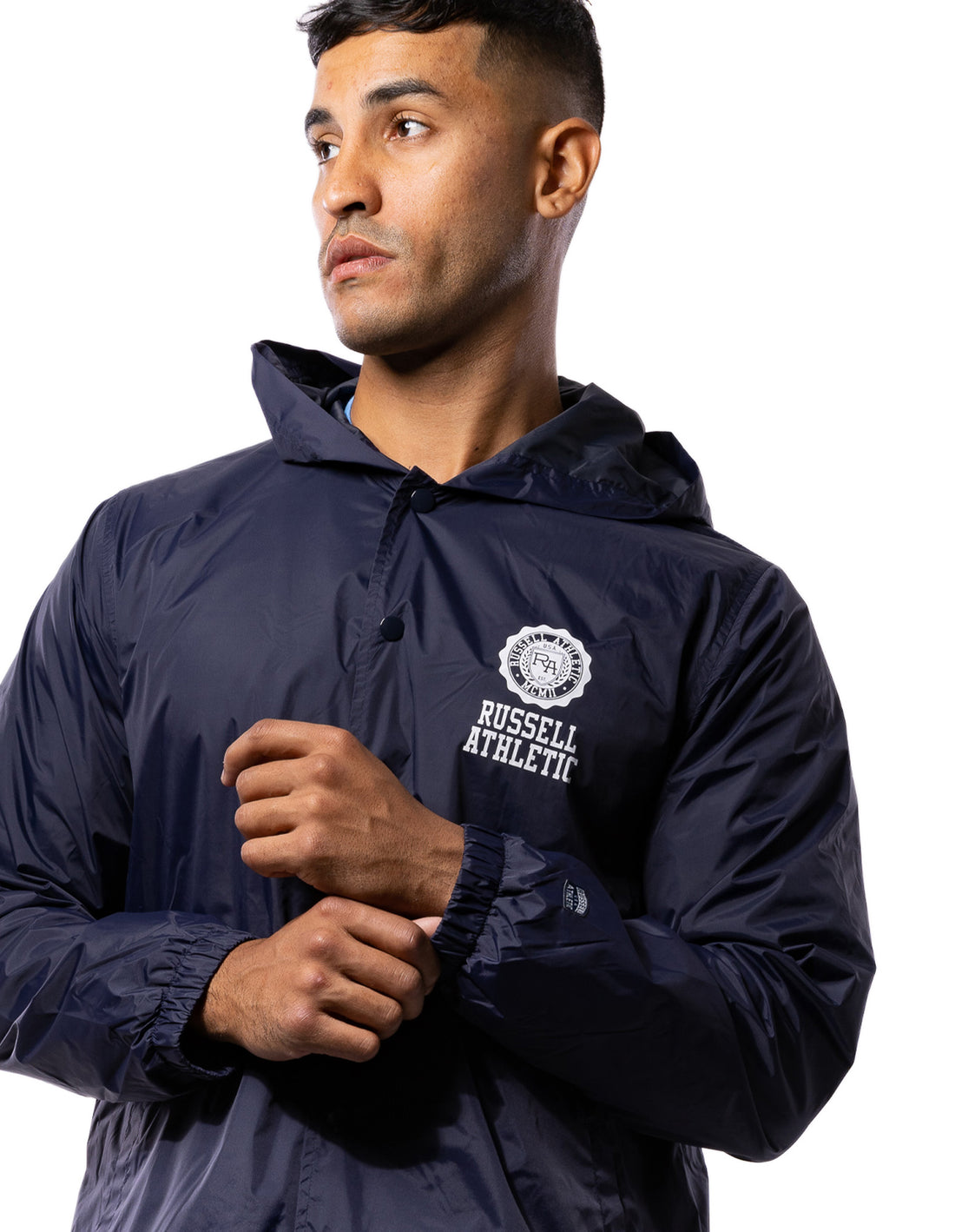 Russell Athletic Hooded Coaches Giacche Uomo Blu Marino | 6123WEFJO