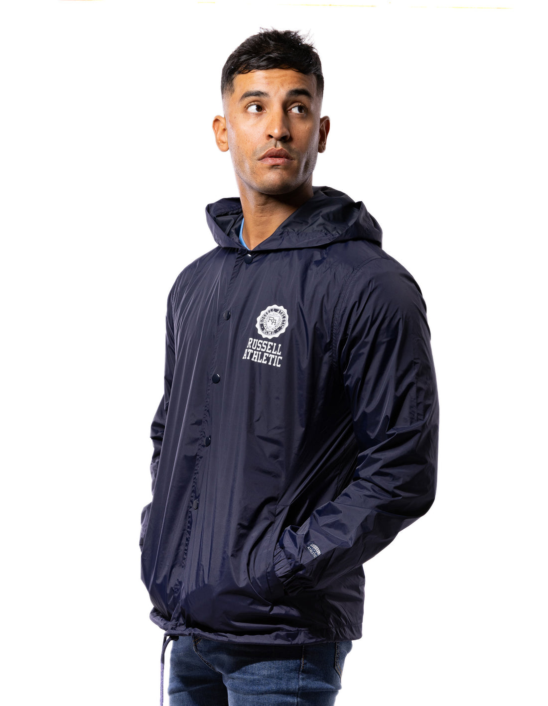 Russell Athletic Hooded Coaches Giacche Uomo Blu Marino | 6123WEFJO