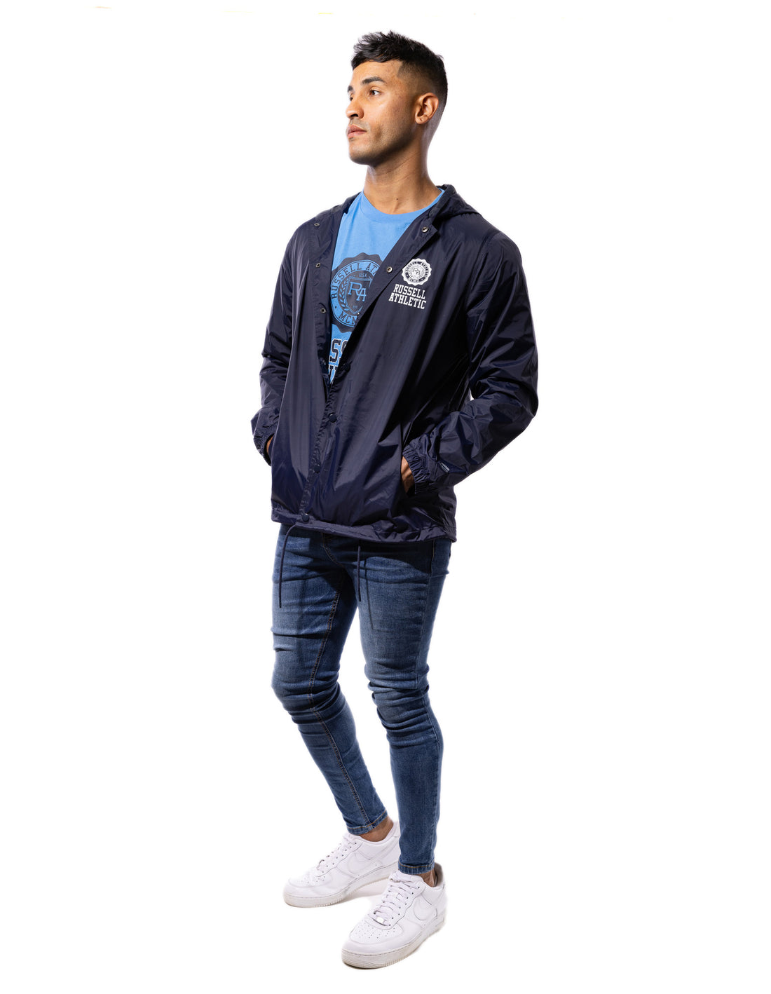 Russell Athletic Hooded Coaches Giacche Uomo Blu Marino | 6123WEFJO