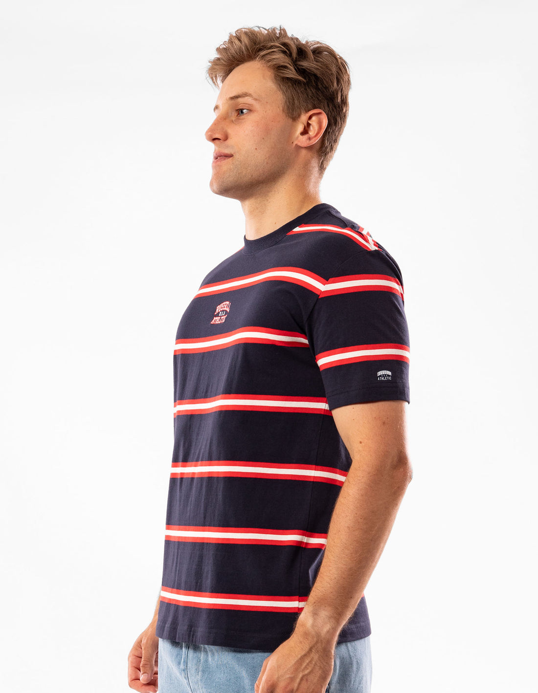 Russell Athletic Kansas Stripe Magliette Uomo Blu Marino | 9503IQLDK