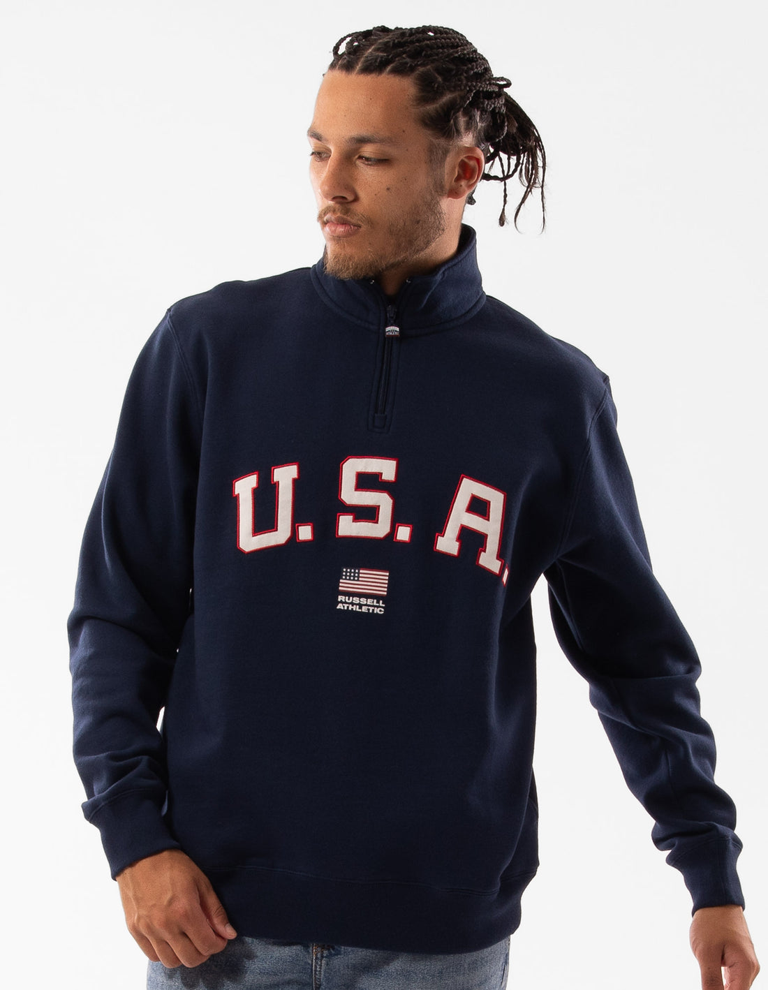 Russell Athletic Lewis 1/4 Zip Top Uomo Blu Marino | 6795MAJFT