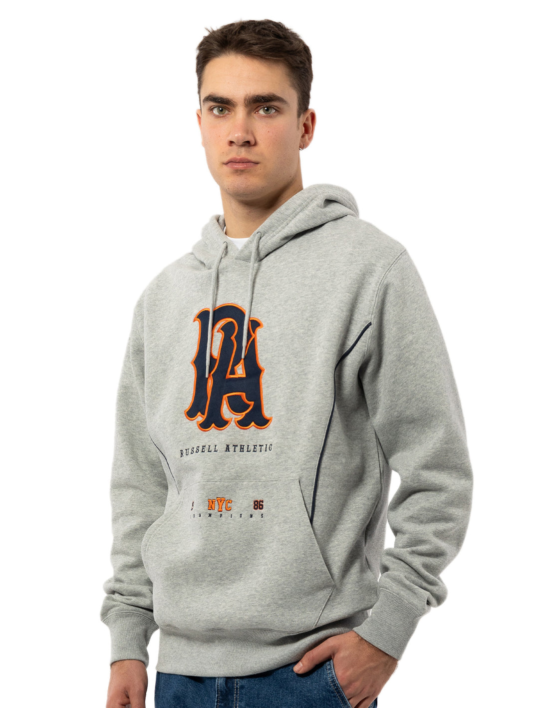 Russell Athletic Midfielder Felpa con Cappuccio Uomo Grigie | 2175TUXWZ