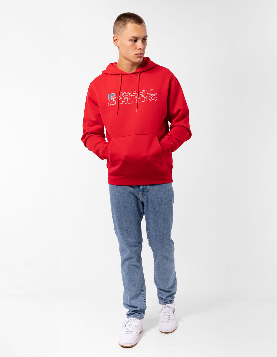 Russell Athletic Modern Logo Felpa con Cappuccio Uomo Rosse | 1834BRHSP