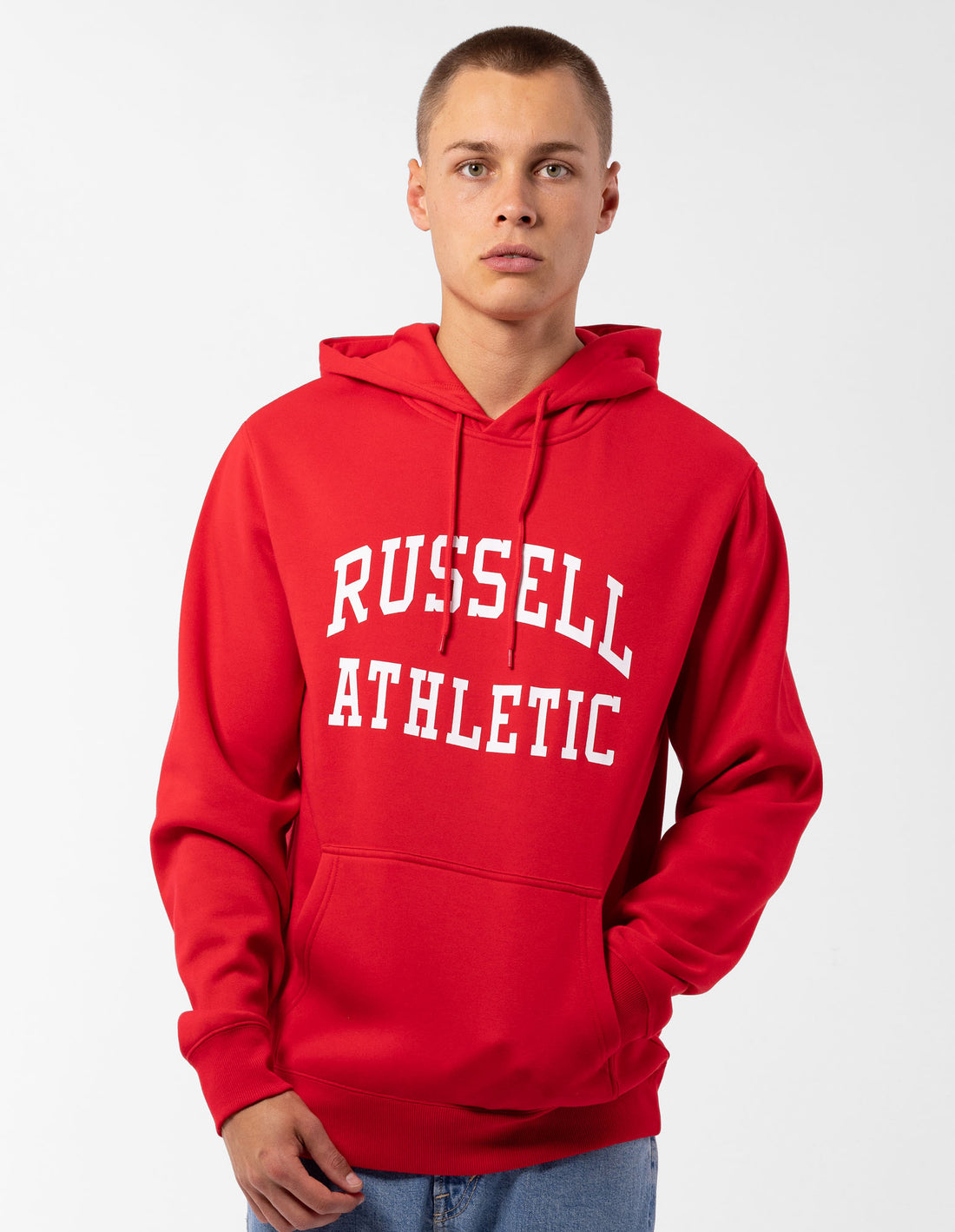 Russell Athletic Originals Arch Logo Felpa con Cappuccio Uomo Rosse | 4917KANEB