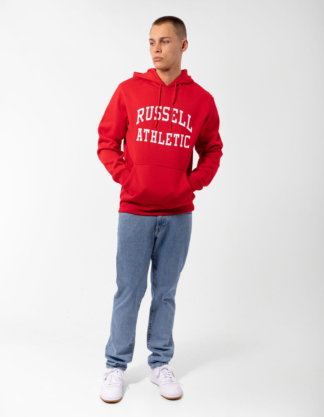 Russell Athletic Originals Arch Logo Felpa con Cappuccio Uomo Rosse | 4917KANEB