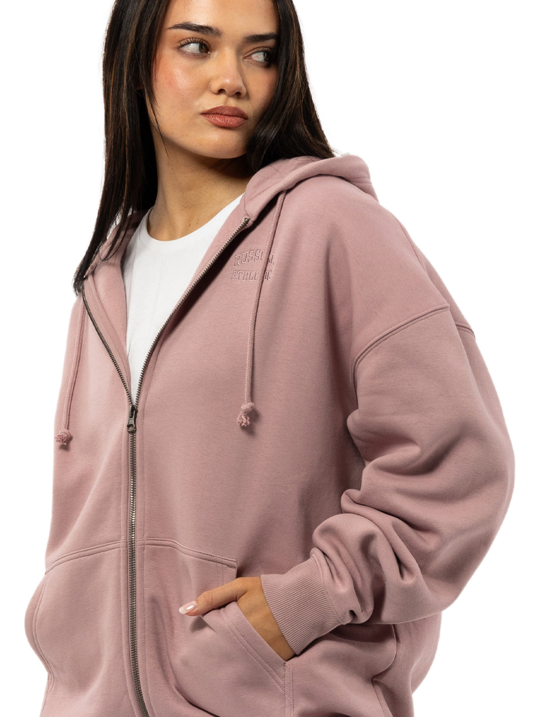 Russell Athletic Originals Embroidered Zip Through Felpa con Cappuccio Donna Rosa | 9526MCEUG