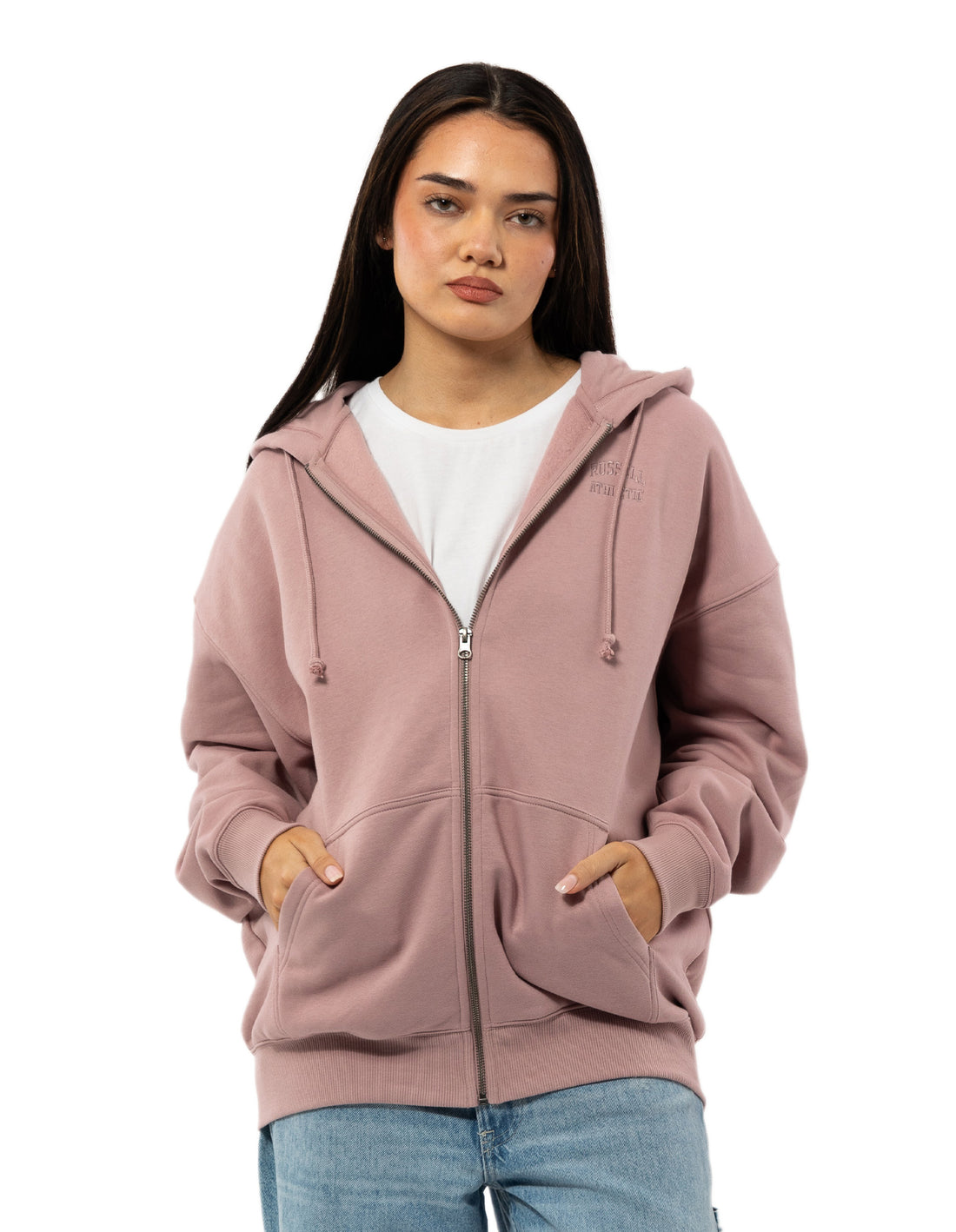 Russell Athletic Originals Embroidered Zip Through Felpa con Cappuccio Donna Rosa | 9526MCEUG