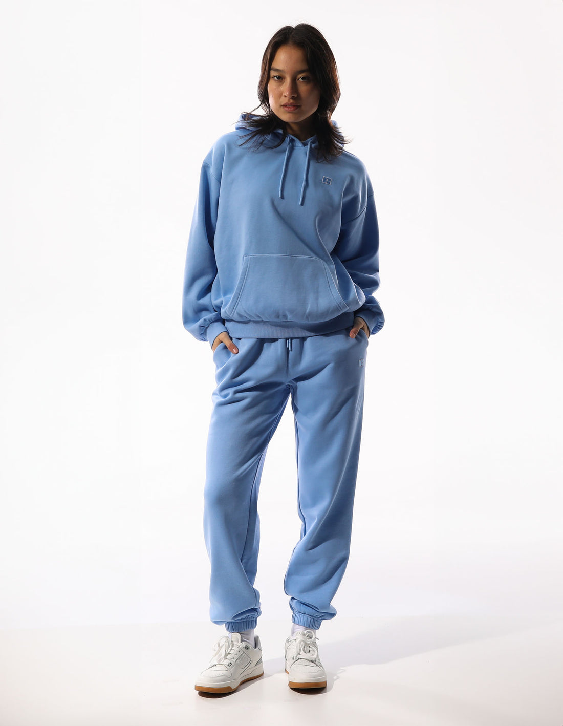 Russell Athletic R Logo Felpa con Cappuccio Donna Blu | 6439XTDVH