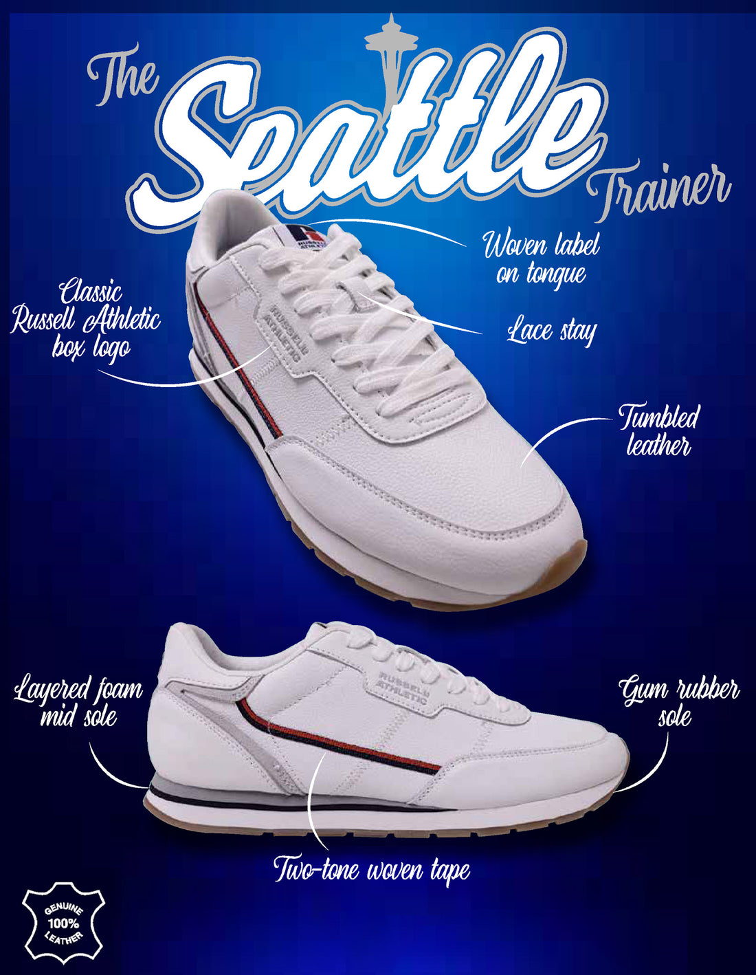 Russell Athletic Seattle Trainer Scarpe Uomo Bianche | 9567XDFZL