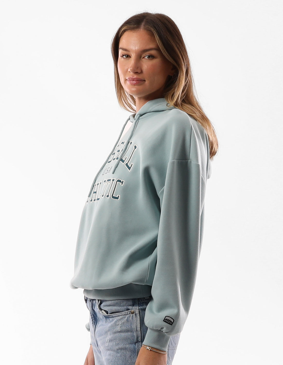 Russell Athletic Sierra Oversized Felpa con Cappuccio Donna Verde Acqua | 5817EUHWA