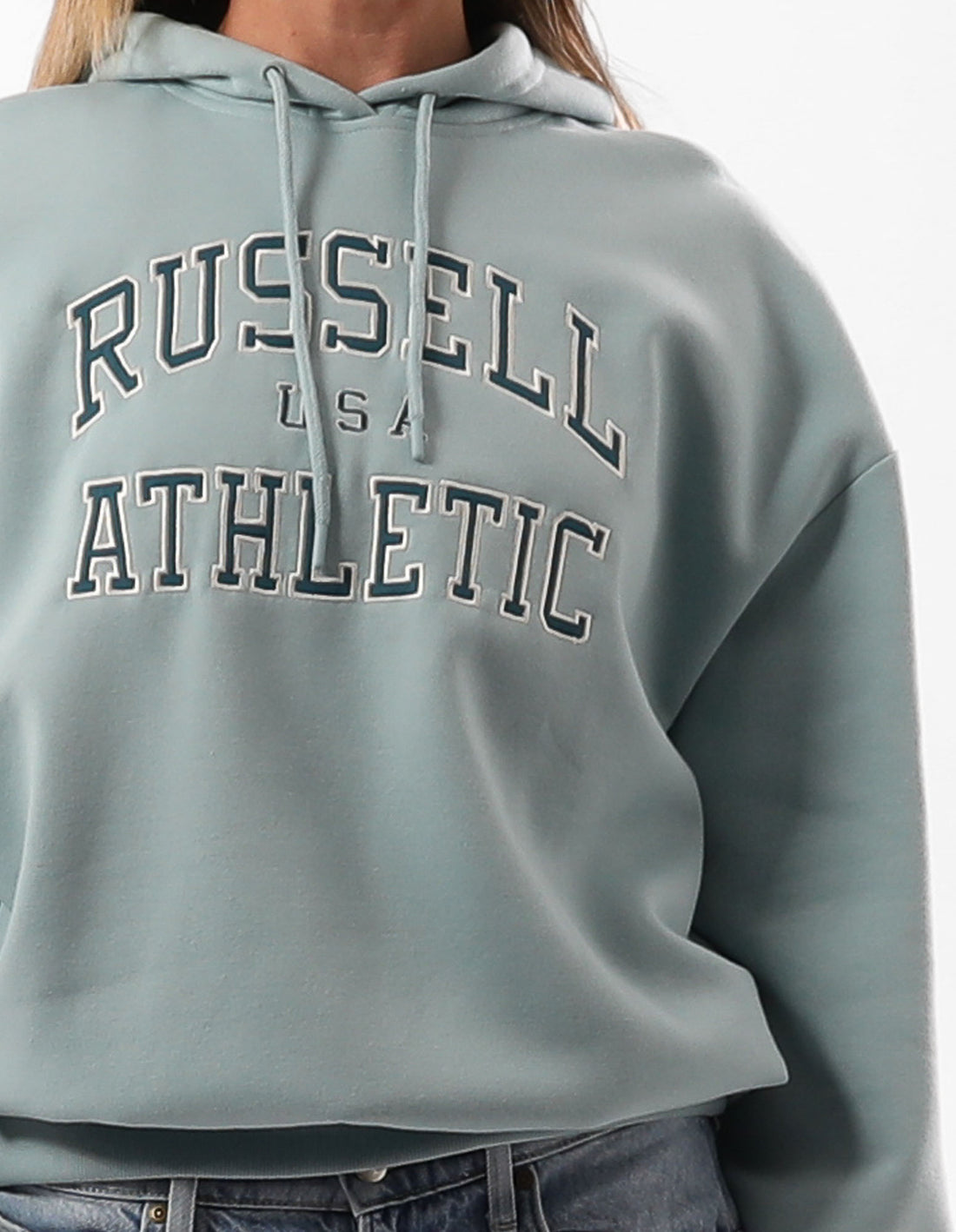 Russell Athletic Sierra Oversized Felpa con Cappuccio Donna Verde Acqua | 5817EUHWA