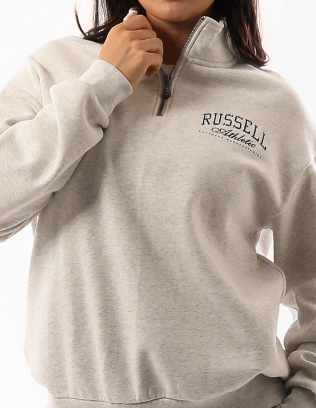 Russell Athletic Tribecca Oversized 1/4 Zip Maglioni Girocollo Donna Beige | 8905NSKCG